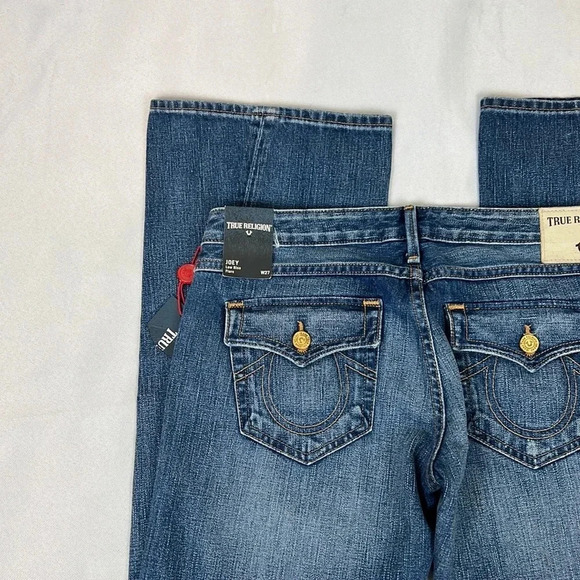 New True Religion Joey Low Rise Flare Flap Pockets Jean Size 27 - Picture 10 of 15